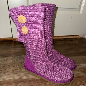 UGG Girls Crochet Cardy Boots Dusty Rose Pink